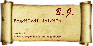 Bogárdi Jolán névjegykártya